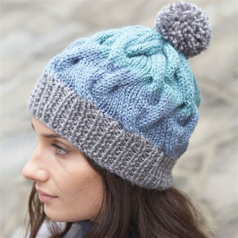 Wool knit hat with Web stripe 